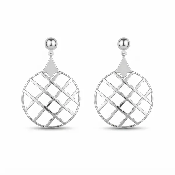 The99jewel_Stylish_Silver_Geometric_Round_Dangle_Earrings_For_Women_Silver