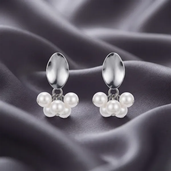The99jewel_Silver_Plated_Pearl_Drop_Earrings_For_Women_Silver