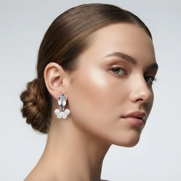 The99jewel_Silver_Plated_Pearl_Drop_Earrings_For_Women_Silver