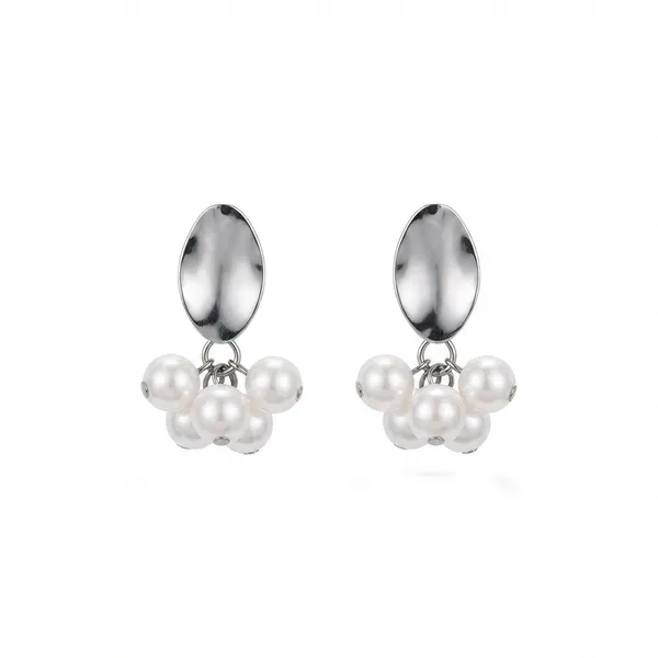 The99jewel_Silver_Plated_Pearl_Drop_Earrings_For_Women_Silver