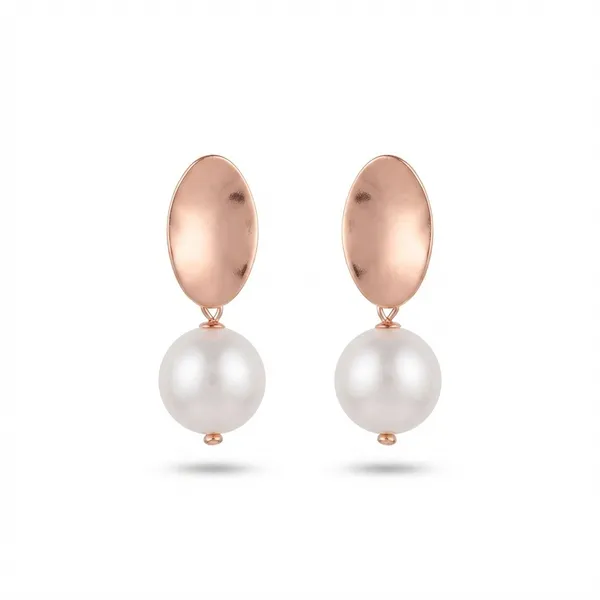 The99jewel_Rose_Gold_Plated_Heart_Pearl_Stud_Earrings_For_Women_Rose_Gold