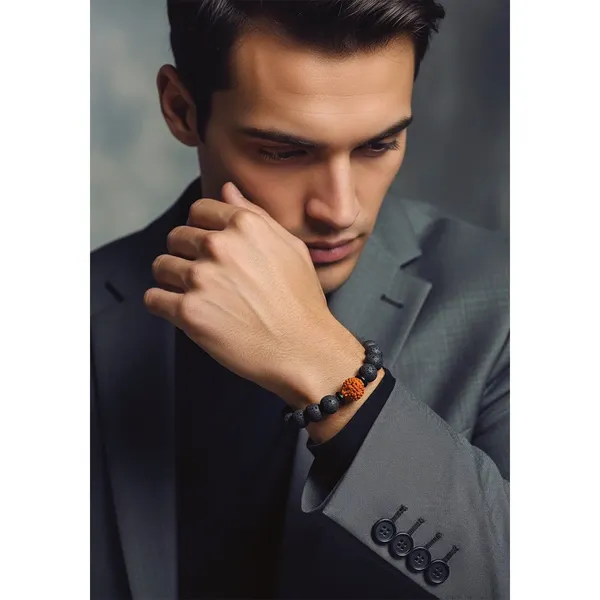 The99jewel_Natural_Lava_Stone_Rudraksha_Beaded_Bracelet_For_Men_Black