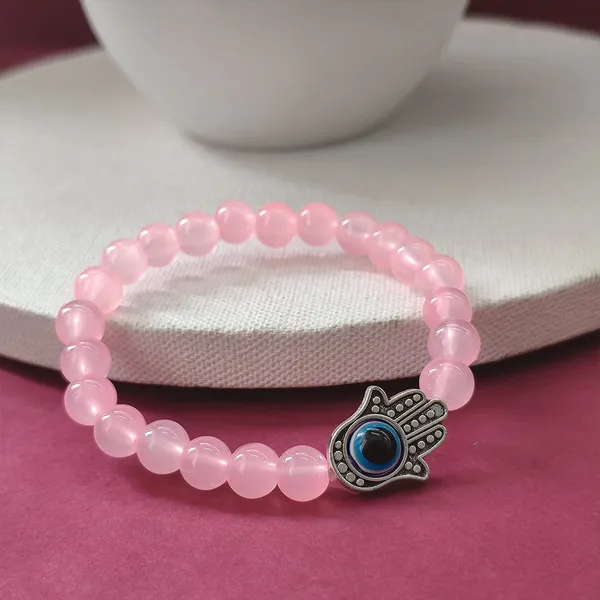 The99jewel_Pink_Beads_Hamsa_Evil_Eye_Protection_Stretch_Bracelet_For_Women_Pink