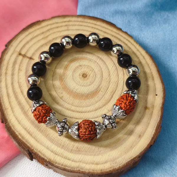 The99jewel_Rudraksha_Black_Beaded_Spiritual_Stretch_Bracelet_Brown