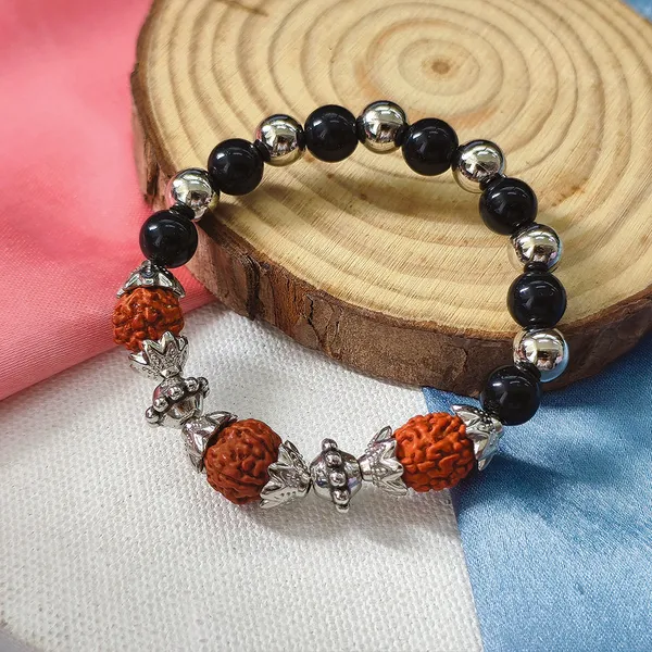 The99jewel_Rudraksha_Black_Beaded_Spiritual_Stretch_Bracelet_Brown