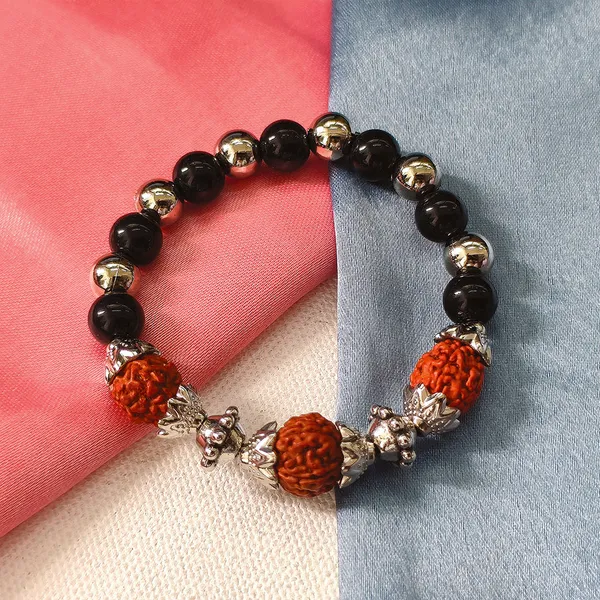 The99jewel_Rudraksha_Black_Beaded_Spiritual_Stretch_Bracelet_Brown