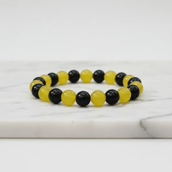 The99jewel_Yellow_And_Black_Beads_Stretchable_Bracelet_Set_For_Women_Yellow