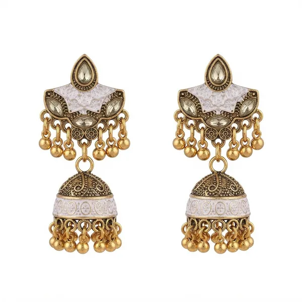 The99jewel_Antique_Meenakari_Jhumki_Earrings_With_Crystal_Stone_Ghungroo_Drops_For_Women_Grey