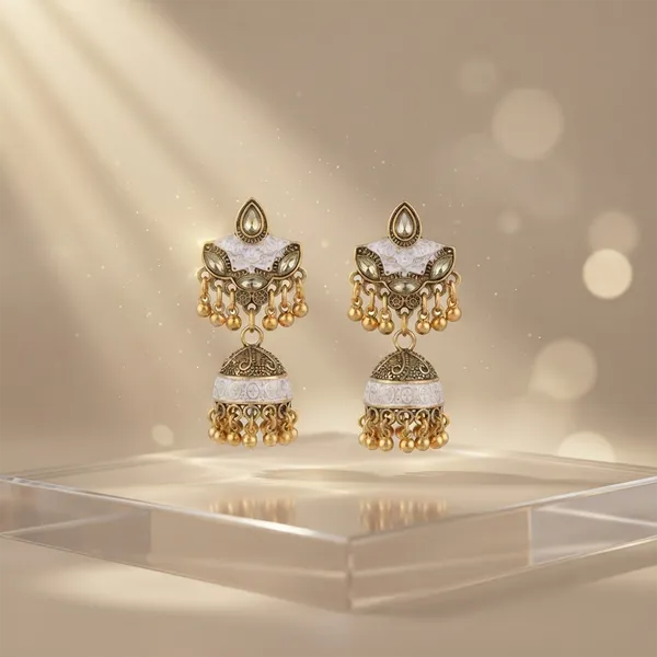 The99jewel_Antique_Meenakari_Jhumki_Earrings_With_Crystal_Stone_Ghungroo_Drops_For_Women_Grey
