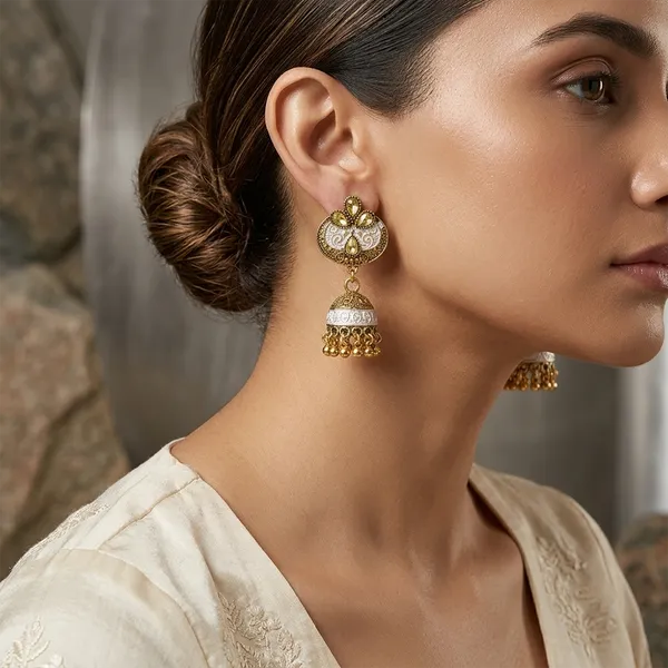The99jewel_Antique_Meenakari_Jhumki_Earrings_With_Crystal_Stone_Ghungroo_Drops_For_Women_Grey
