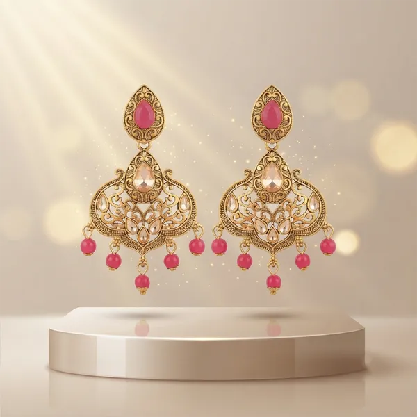 The99jewel_Floral_Red_Crystal_Stone_Statement_Dangler_Earrings_For_Women_Red
