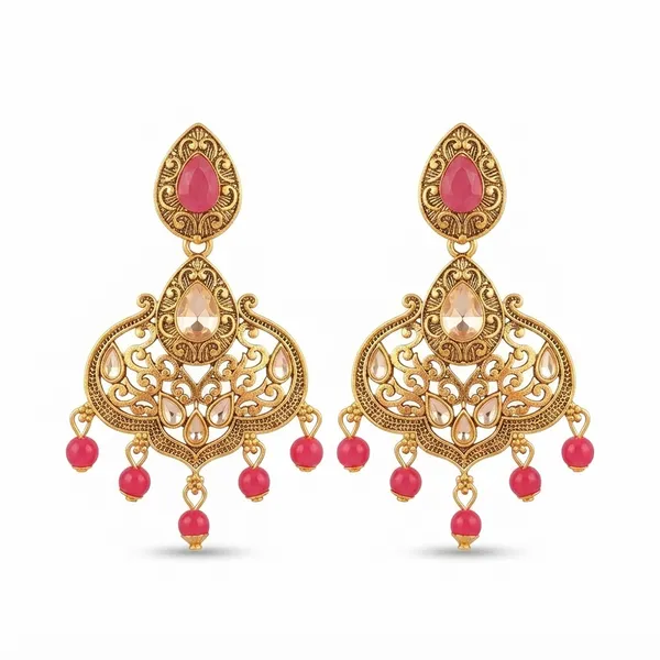 The99jewel_Floral_Red_Crystal_Stone_Statement_Dangler_Earrings_For_Women_Red