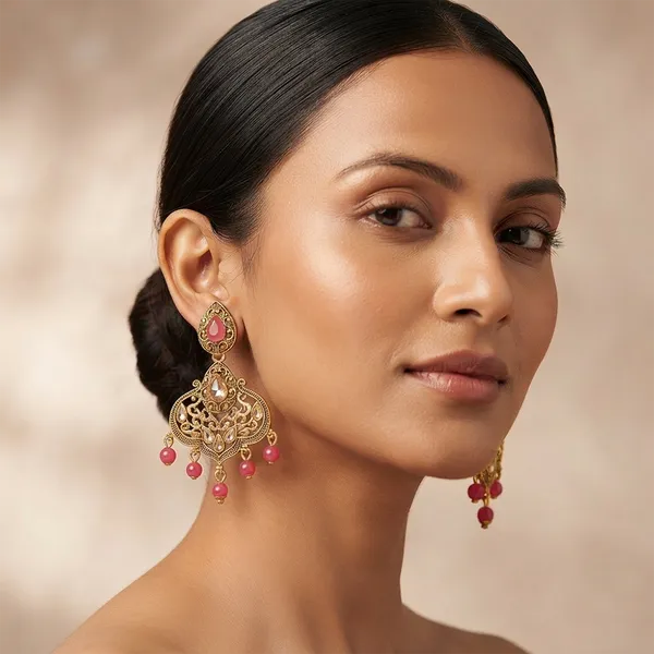 The99jewel_Floral_Red_Crystal_Stone_Statement_Dangler_Earrings_For_Women_Red
