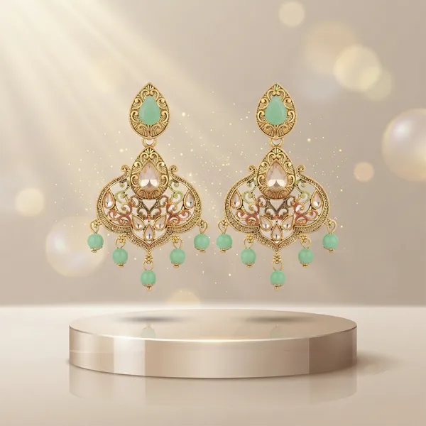 The99jewel_Floral_Green_Crystal_Stone_Statement_Dangler_Earrings_For_Women_Green