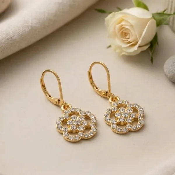 The99jewel_Gold_Plated_Austrian_Stone_Floral_Shape_Hoop_Earrings_For_Women_Gold