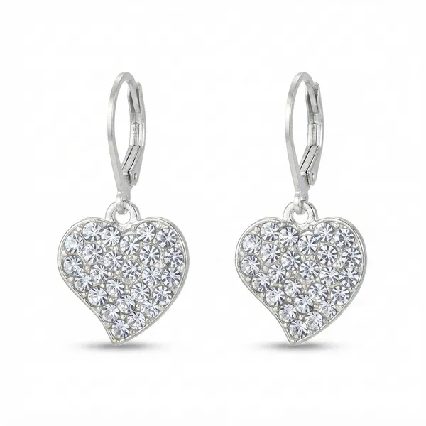The99jewel_Silver_Plated_Austrian_Stone_Heart_Shape_Hoop_Earrings_For_Women_Silver