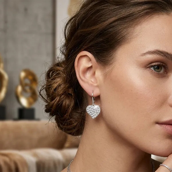 The99jewel_Silver_Plated_Austrian_Stone_Heart_Shape_Hoop_Earrings_For_Women_Silver
