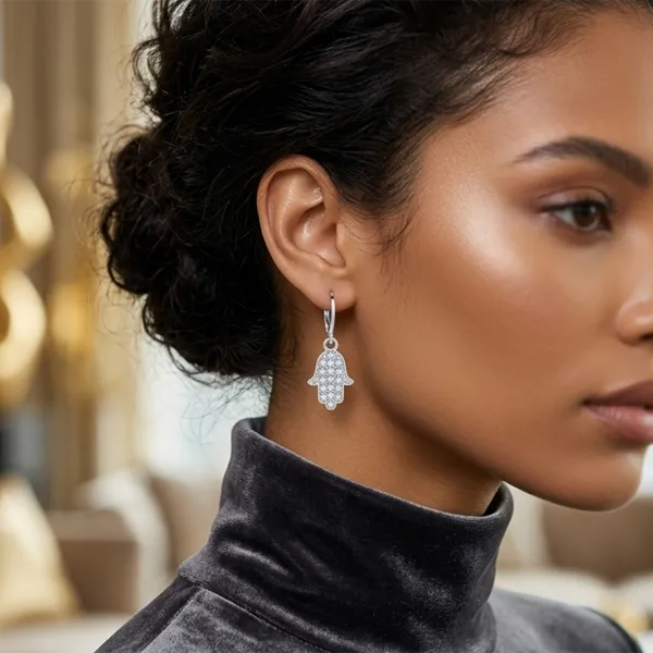 The99jewel_Silver_Plated_Austrian_Stone_Hamsa_Shape_Hoop_Earrings_For_Women_Silver