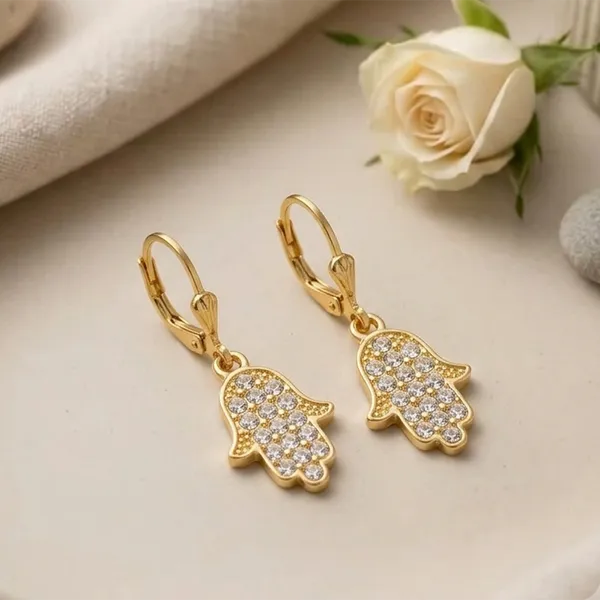The99jewel_Gold_Plated_Austrian_Stone_Hamsa_Shape_Hoop_Earrings_For_Women_Gold