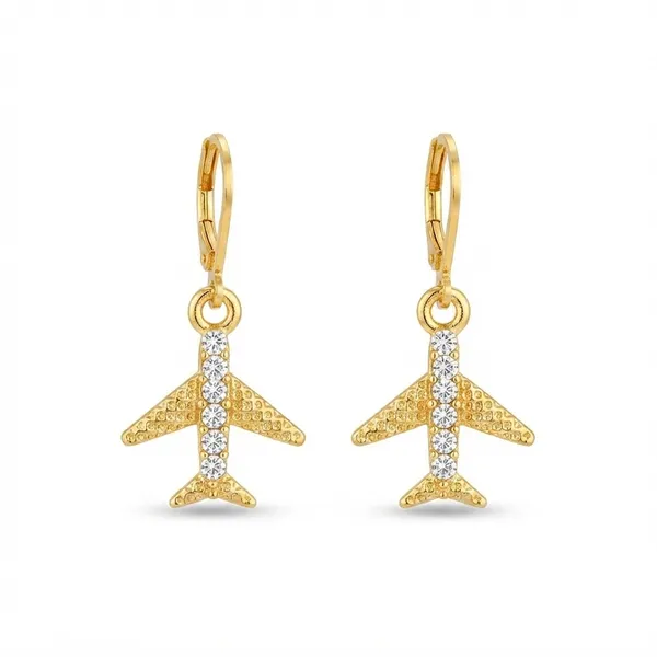 The99jewel_Gold_Plated_Austrian_Stone_Air_Plane_Shape_Hoop_Earrings_For_Women_Gold