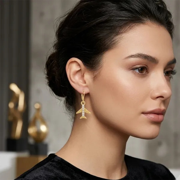 The99jewel_Gold_Plated_Austrian_Stone_Air_Plane_Shape_Hoop_Earrings_For_Women_Gold