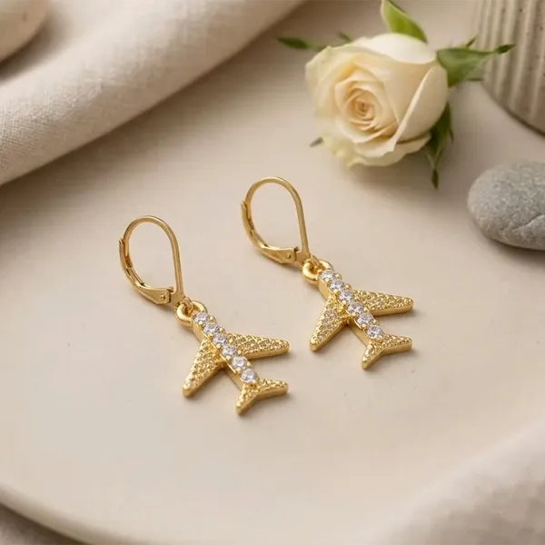 The99jewel_Gold_Plated_Austrian_Stone_Air_Plane_Shape_Hoop_Earrings_For_Women_Gold