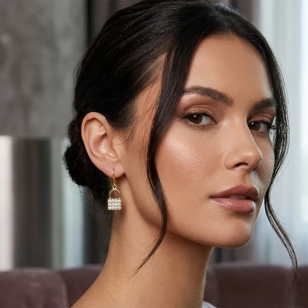 The99jewel_Gold_Plated_Austrian_Stone_Lock_Shape_Hoop_Earrings_For_Women_Gold
