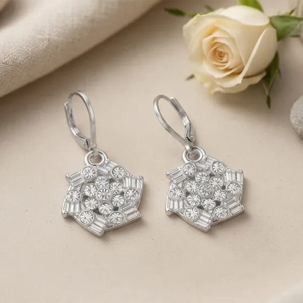 The99jewel_Silver_Plated_Austrian_Stone_Floral_Shape_Hoop_Earrings_For_Women_Silver