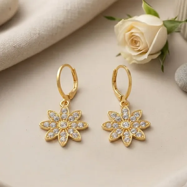 The99jewel_Gold_Plated_Austrian_Stone_Floral_Shape_Hoop_Earrings_For_Women_Gold