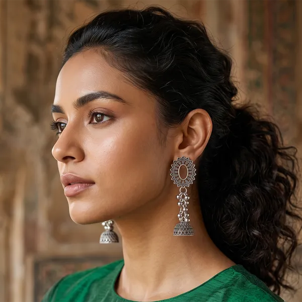 The99jewel_Oxidised_Silver_Plated_Traditional_Jhumki_Earrings_For_Women_Oxidised
