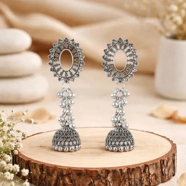The99jewel_Oxidised_Silver_Plated_Traditional_Jhumki_Earrings_For_Women_Oxidised