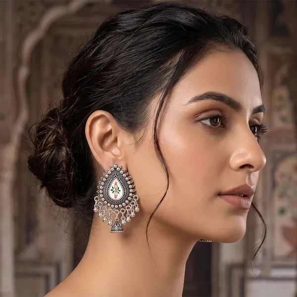 The99jewel_Oxidised_Silver_Plated_Traditional_Jhumki_Earrings_For_Women_Oxidised