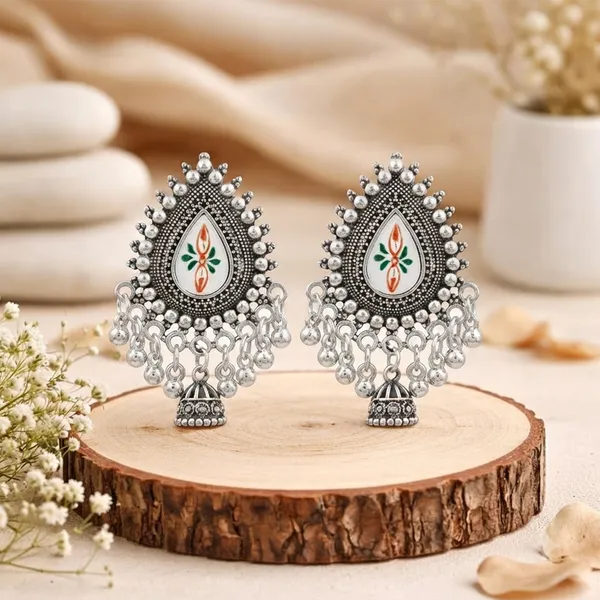 The99jewel_Oxidised_Silver_Plated_Traditional_Jhumki_Earrings_For_Women_Oxidised