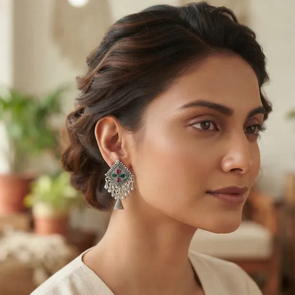 The99jewel_Oxidised_Silver_Plated_Traditional_Jhumki_Earrings_For_Women_Oxidised