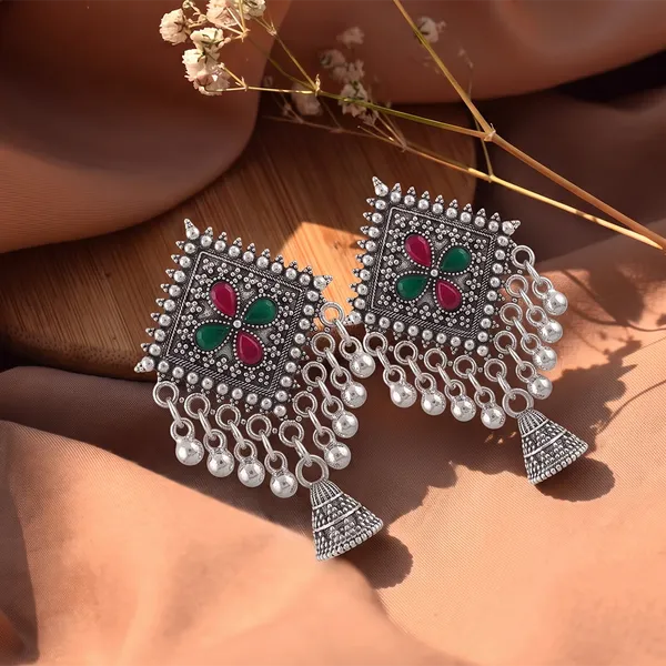 The99jewel_Oxidised_Silver_Plated_Traditional_Jhumki_Earrings_For_Women_Oxidised