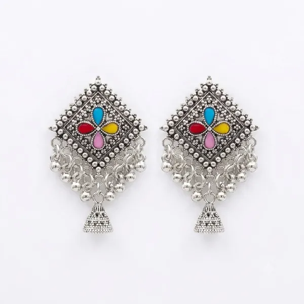 The99jewel_Oxidised_Silver_Plated_Traditional_Jhumki_Earrings_For_Women_Oxidised