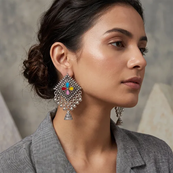 The99jewel_Oxidised_Silver_Plated_Traditional_Jhumki_Earrings_For_Women_Oxidised