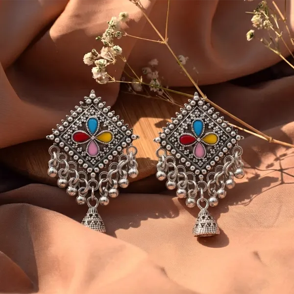 The99jewel_Oxidised_Silver_Plated_Traditional_Jhumki_Earrings_For_Women_Oxidised