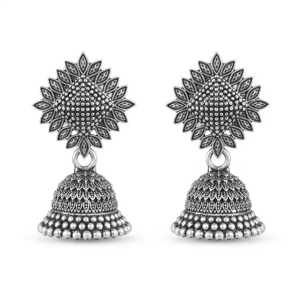The99jewel_Oxidised_Silver_Plated_Traditional_Jhumki_Earrings_For_Women_Oxidised