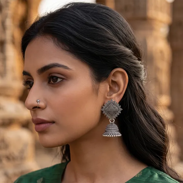 The99jewel_Oxidised_Silver_Plated_Traditional_Jhumki_Earrings_For_Women_Oxidised