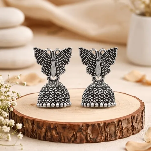The99jewel_Oxidised_Silver_Plated_Traditional_Butterfly_Shape_Jhumki_Earrings_For_Women_Oxidised