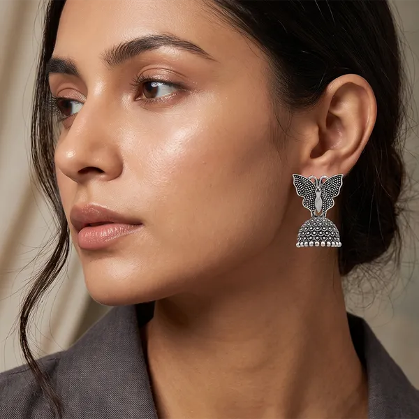 The99jewel_Oxidised_Silver_Plated_Traditional_Butterfly_Shape_Jhumki_Earrings_For_Women_Oxidised