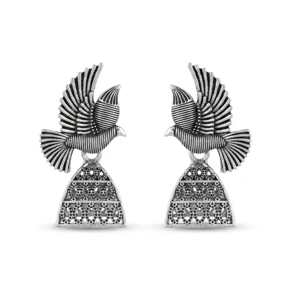 The99jewel_Oxidised_Silver_Plated_Traditional_Bird_Shape_Jhumki_Earrings_For_Women_Oxidised