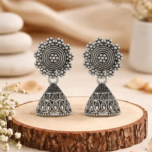 The99jewel_Oxidised_Silver_Plated_Traditional_Jhumki_Earrings_For_Women_Oxidised