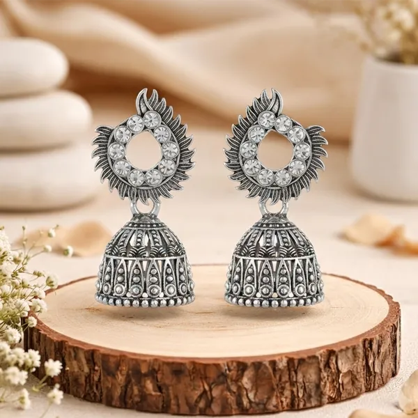 The99jewel_Oxidised_Silver_Plated_Traditional_Jhumki_Earrings_For_Women_Oxidised
