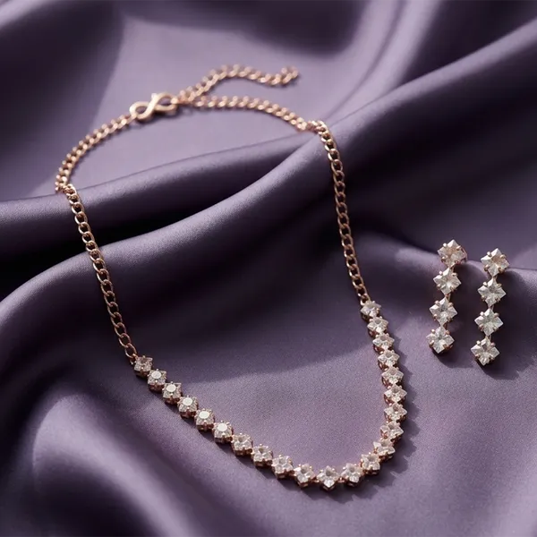 The99jewel_Crystal_Stone_Rose_Gold_Plated_Necklace_Set_With_Matching_Drop_Earrings_Rose_Gold
