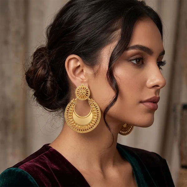 The99jewel_Traditional_Antique_Gold_Plated_Mirror_Stone_Earrings_For_Women_Gold