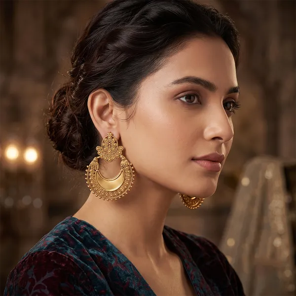The99jewel_Traditional_Antique_Gold_Plated_Mirror_Stone_Earrings_For_Women_Gold