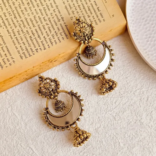 The99jewel_Traditional_Antique_Gold_Plated_Mirror_Stone_Jhumki_Earrings_For_Women_Gold