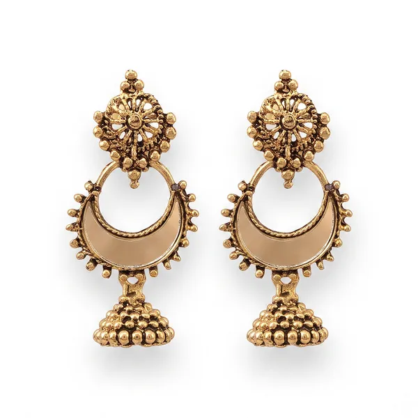 The99jewel_Traditional_Antique_Gold_Plated_Mirror_Stone_Jhumki_Earrings_For_Women_Gold